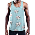 Doodle Cow Pattern Print Men's Workout Tank Top