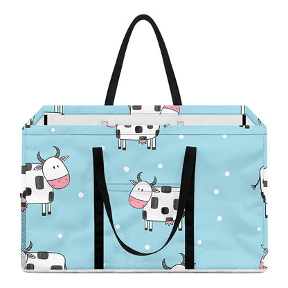 Doodle Cow Pattern Print Utility Tote Bag