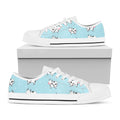 Doodle Cow Pattern Print White Low Top Sneakers