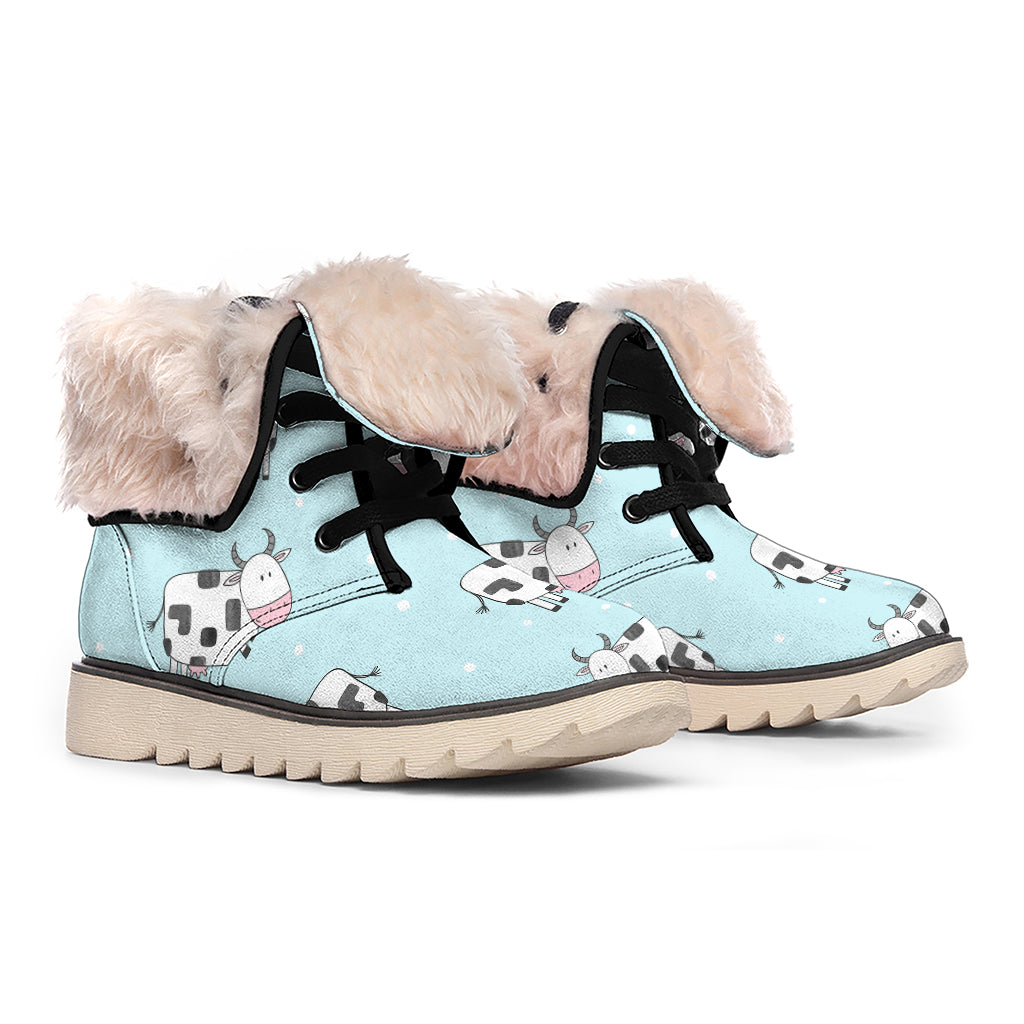 Doodle Cow Pattern Print Winter Boots