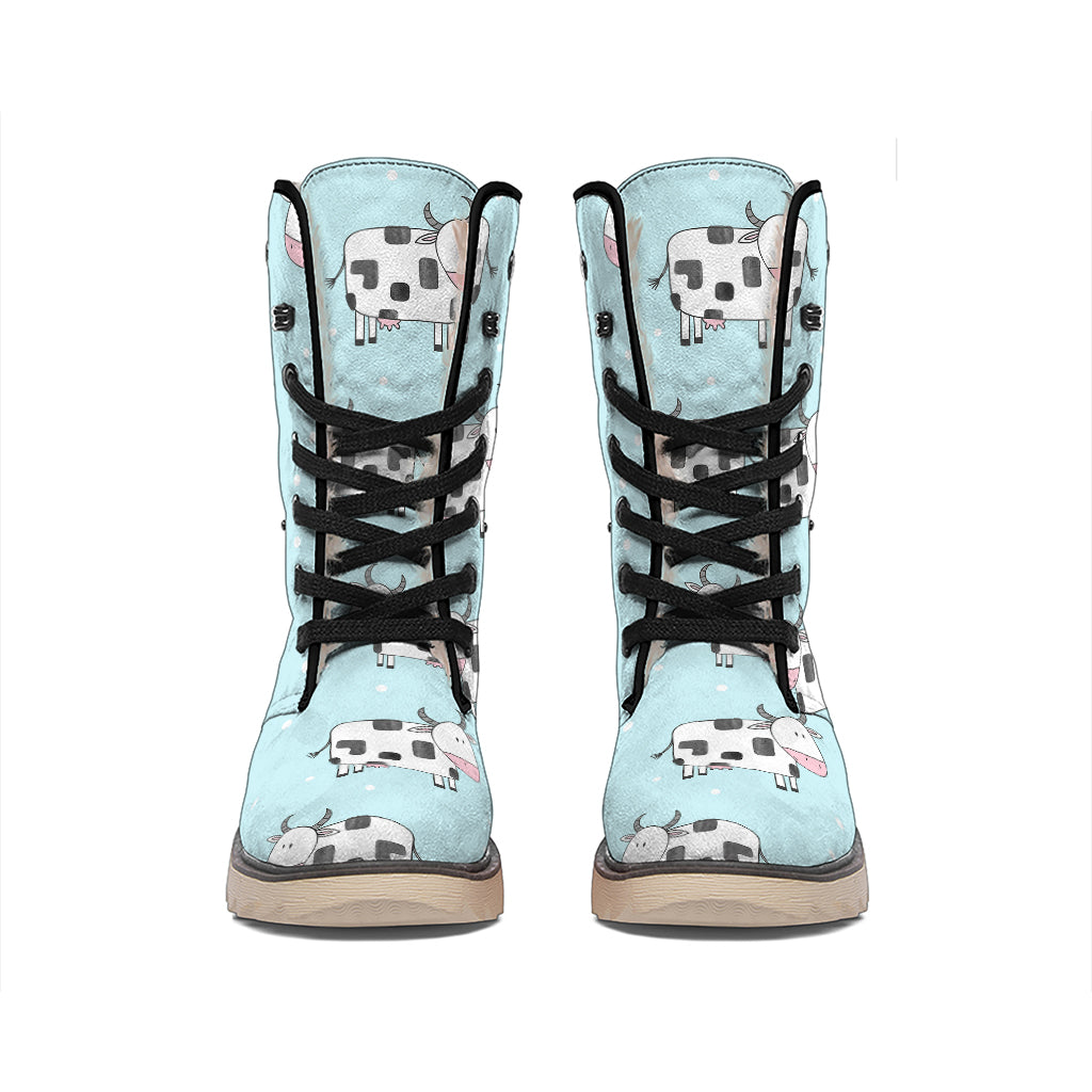 Doodle Cow Pattern Print Winter Boots