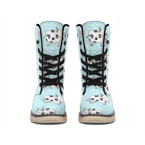 Doodle Cow Pattern Print Winter Boots