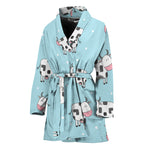 Doodle Cow Pattern Print Women's Bathrobe