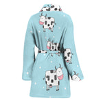Doodle Cow Pattern Print Women's Bathrobe