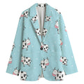 Doodle Cow Pattern Print Women's Cotton Blazer