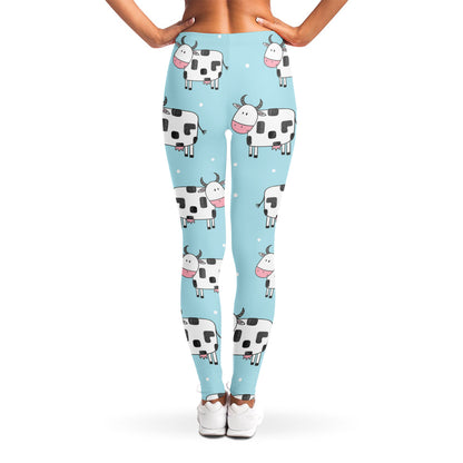 Doodle Cow Pattern Print Women's Leggings
