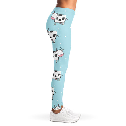 Doodle Cow Pattern Print Women's Leggings