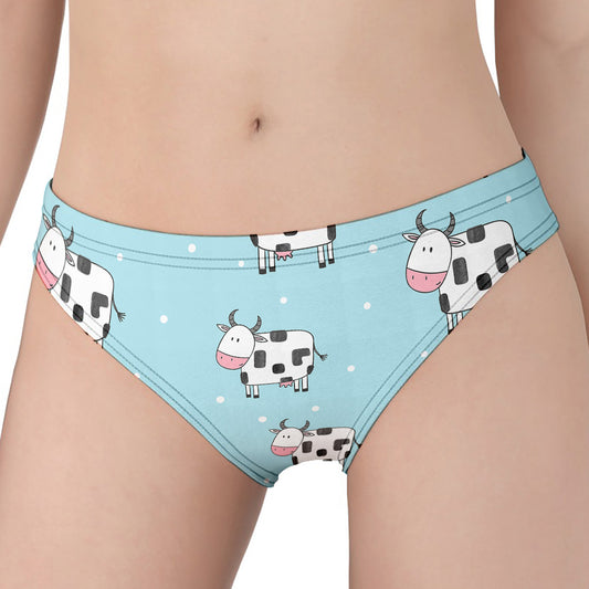 Doodle Cow Pattern Print Women's Panties