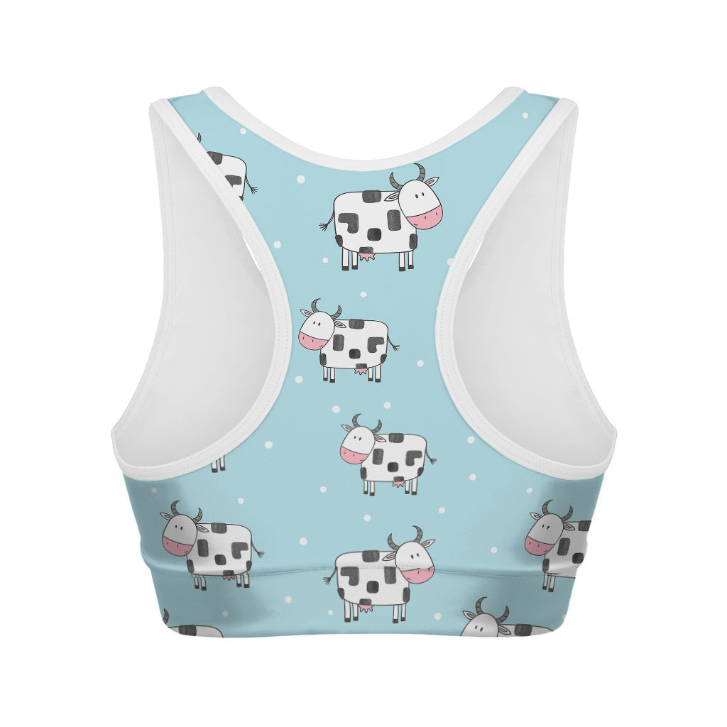 Doodle Cow Pattern Print Women's Sports Bra