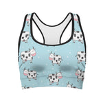 Doodle Cow Pattern Print Women's Sports Bra