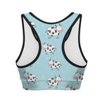 Doodle Cow Pattern Print Women's Sports Bra