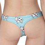 Doodle Cow Pattern Print Women's Thong