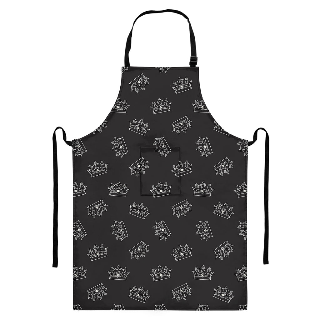 Doodle Crown Pattern Print Bib Apron With Pocket