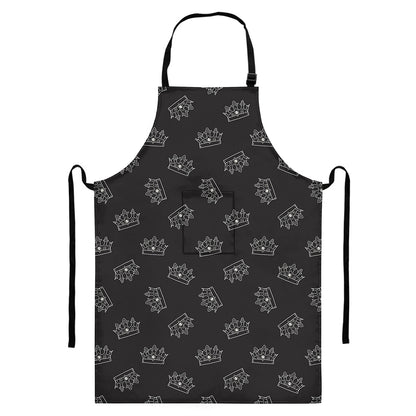 Doodle Crown Pattern Print Bib Apron With Pocket