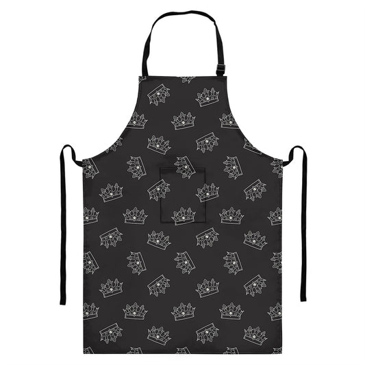 Doodle Crown Pattern Print Bib Apron With Pocket