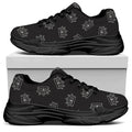 Doodle Crown Pattern Print Black Chunky Shoes