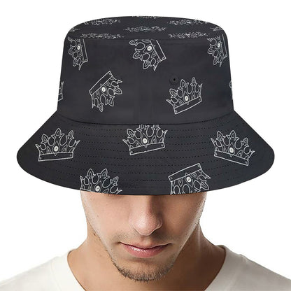 Doodle Crown Pattern Print Bucket Hat