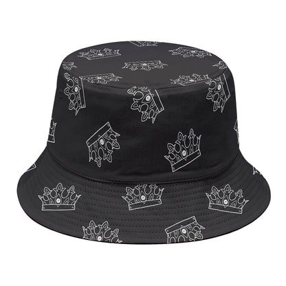 Doodle Crown Pattern Print Bucket Hat