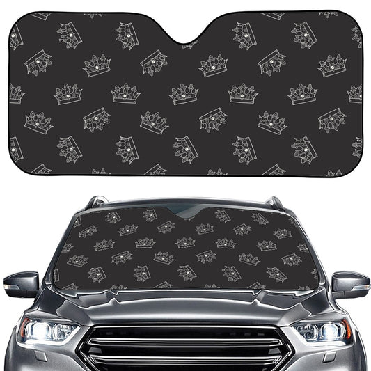 Doodle Crown Pattern Print Car Windshield Sun Shade