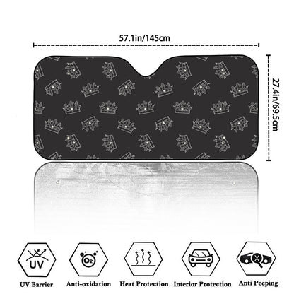 Doodle Crown Pattern Print Car Windshield Sun Shade