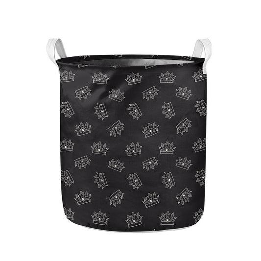 Doodle Crown Pattern Print Collapsible Laundry Basket
