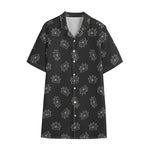 Doodle Crown Pattern Print Cotton Hawaiian Shirt