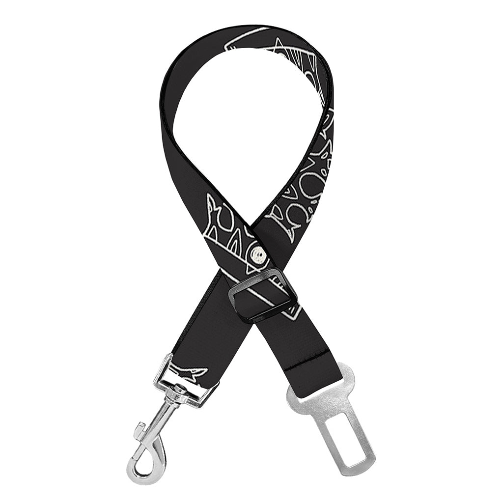 Doodle Crown Pattern Print Dog Seat Belt