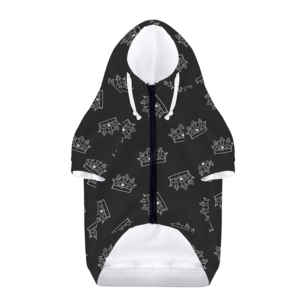 Doodle Crown Pattern Print Dog Zip Up Hoodie