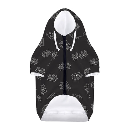 Doodle Crown Pattern Print Dog Zip Up Hoodie