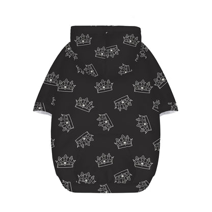 Doodle Crown Pattern Print Dog Zip Up Hoodie