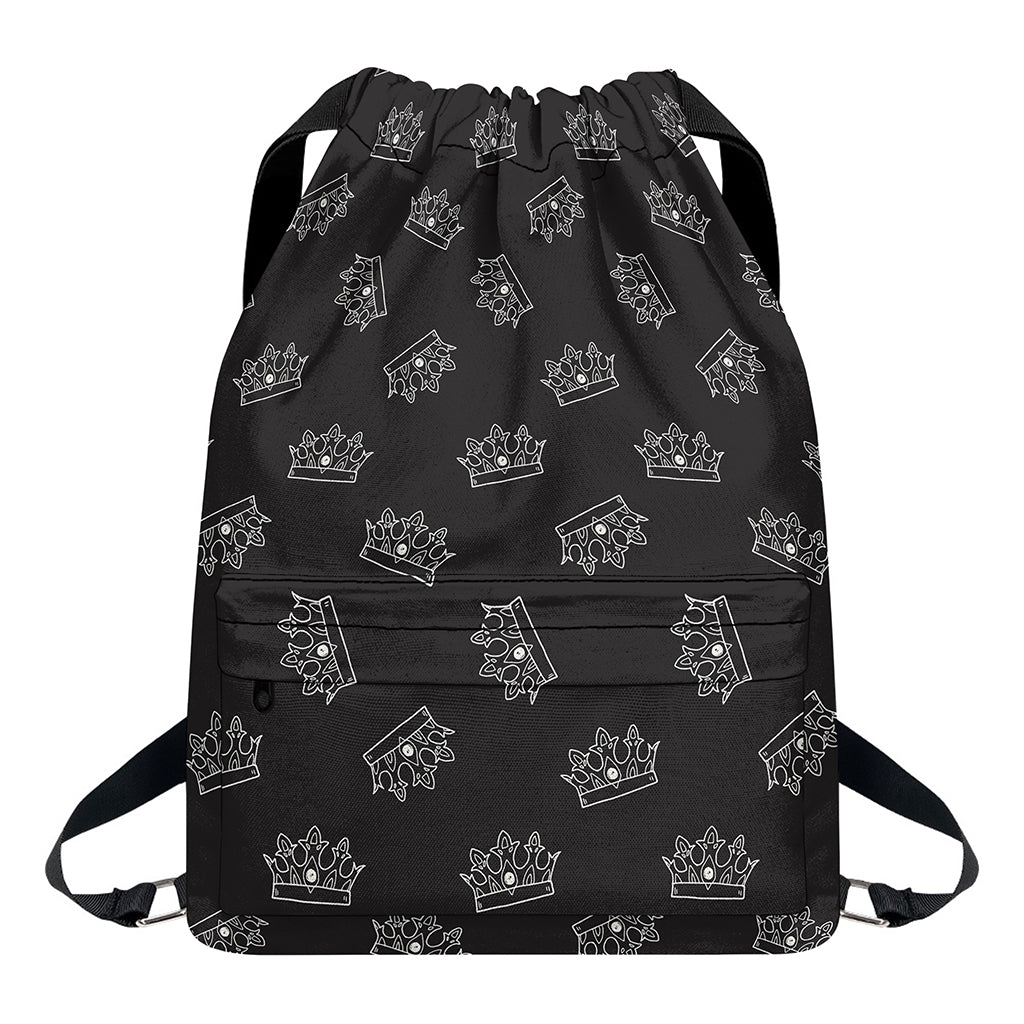 Doodle Crown Pattern Print Drawstring Backpack