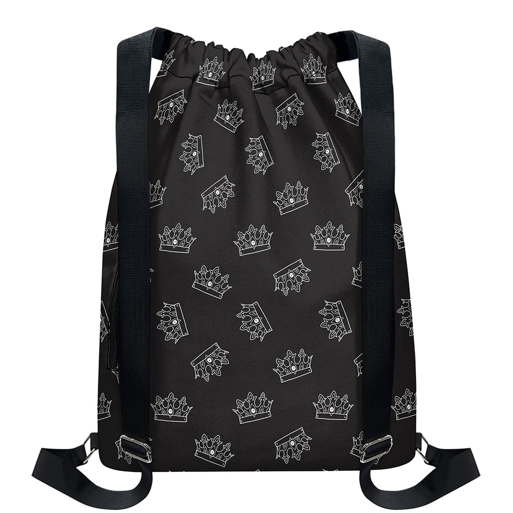 Doodle Crown Pattern Print Drawstring Backpack
