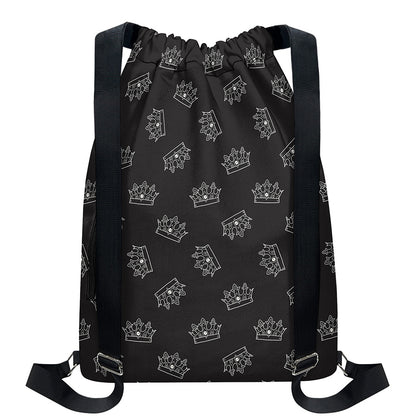 Doodle Crown Pattern Print Drawstring Backpack