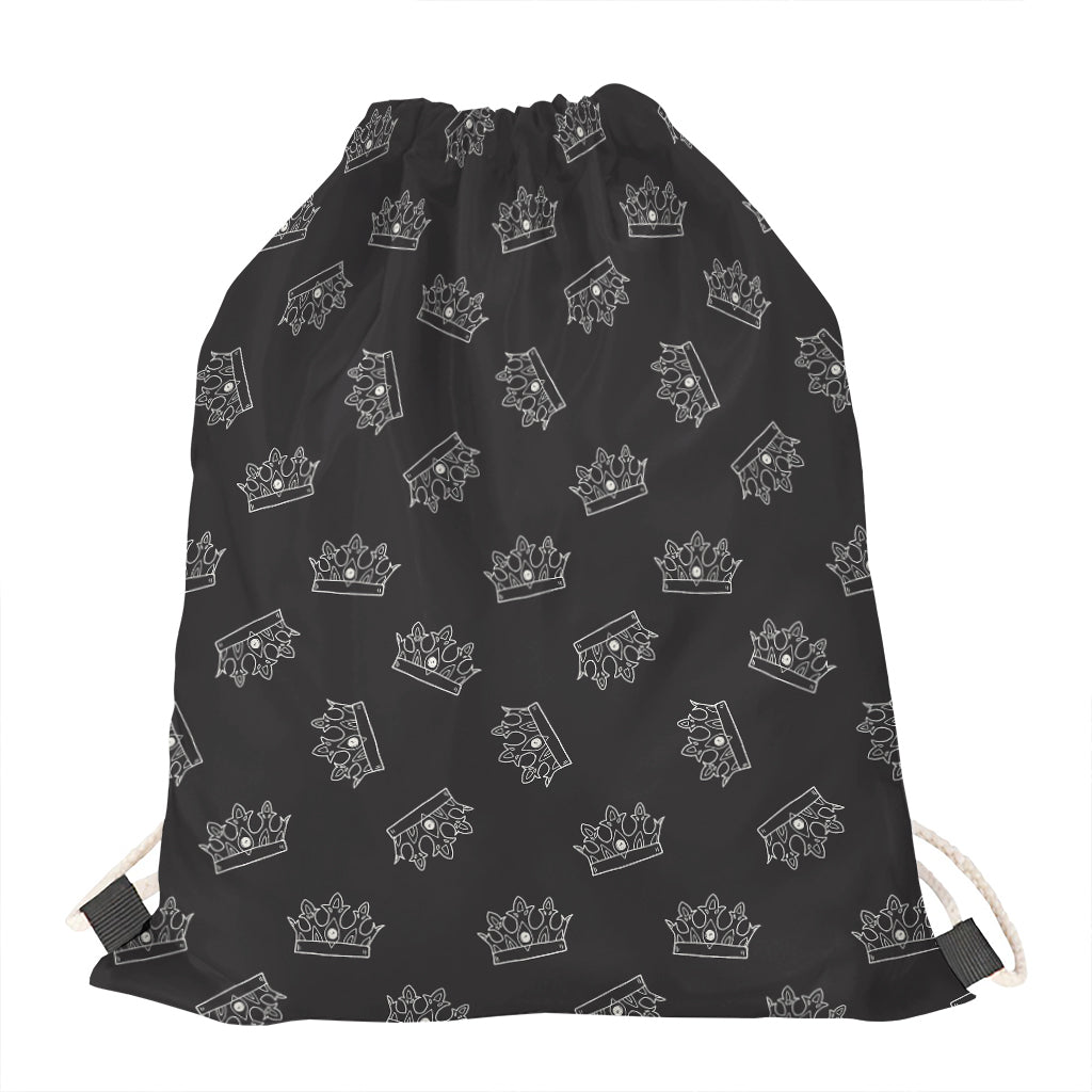 Doodle Crown Pattern Print Drawstring Bag