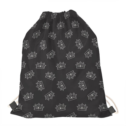 Doodle Crown Pattern Print Drawstring Bag