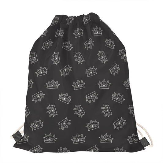 Doodle Crown Pattern Print Drawstring Bag