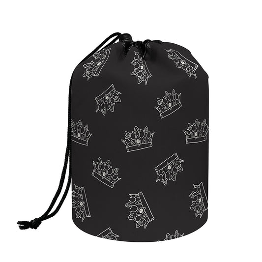 Doodle Crown Pattern Print Drawstring Makeup Bag