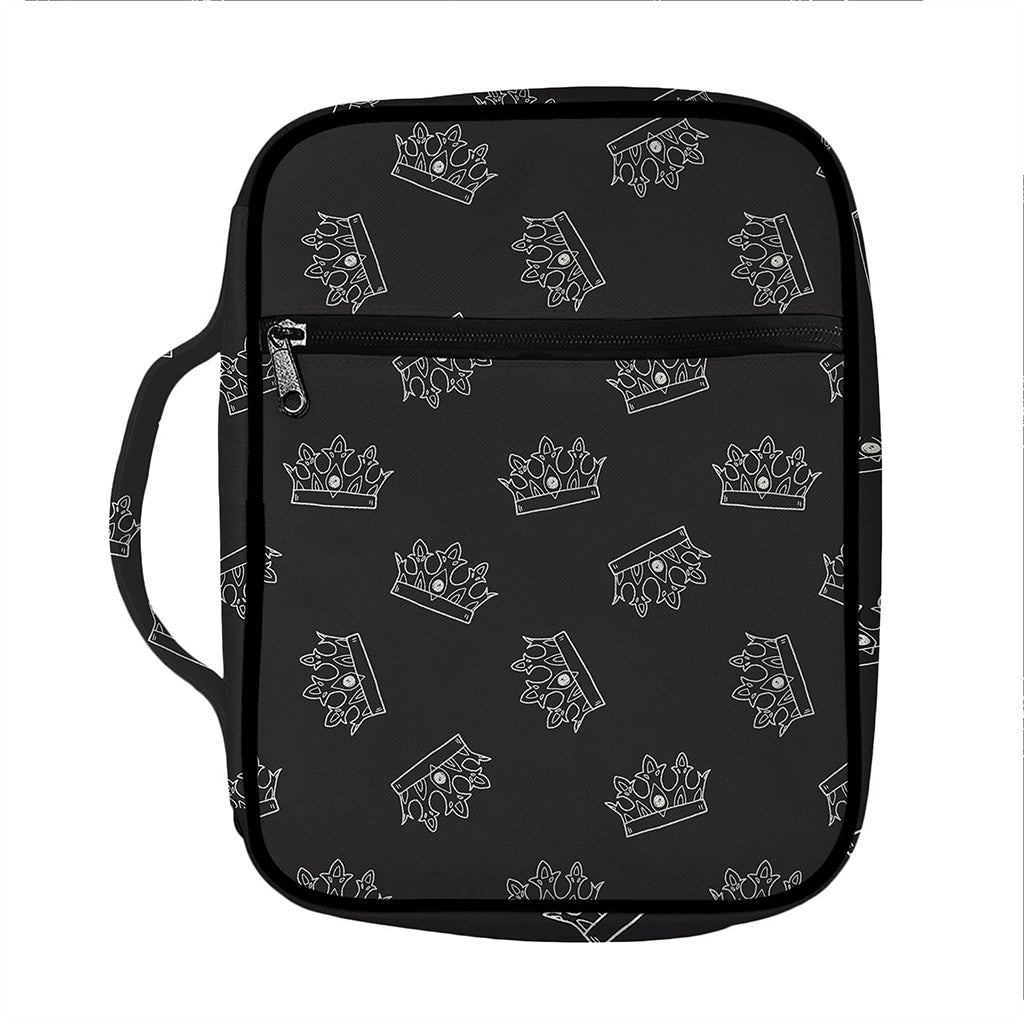 Doodle Crown Pattern Print Front Pocket Bible Bag