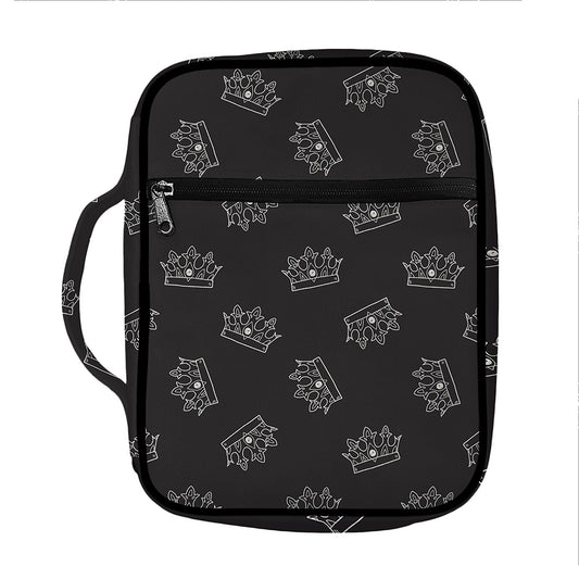 Doodle Crown Pattern Print Front Pocket Bible Bag