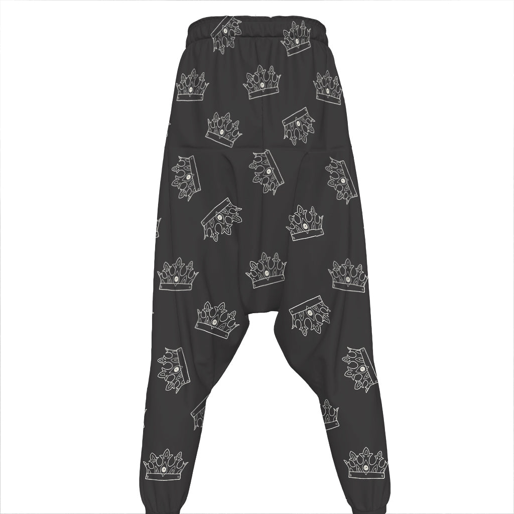 Doodle Crown Pattern Print Hammer Pants
