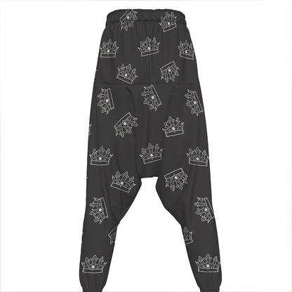 Doodle Crown Pattern Print Hammer Pants