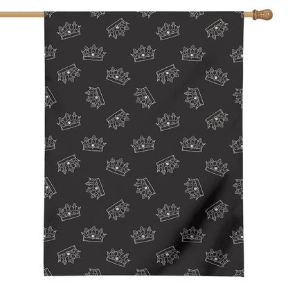 Doodle Crown Pattern Print House Flag