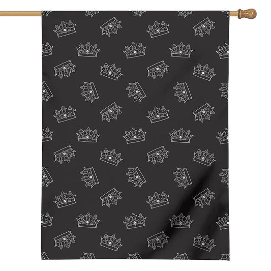 Doodle Crown Pattern Print House Flag