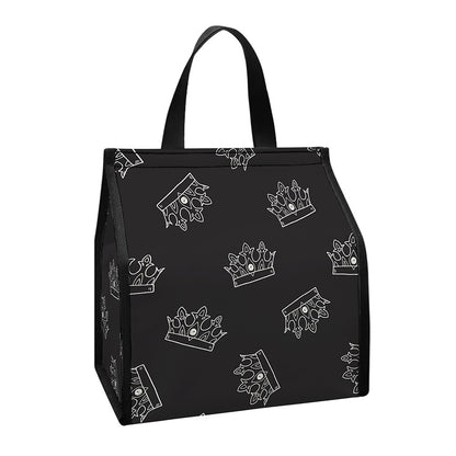 Doodle Crown Pattern Print Insulated Lunch Tote