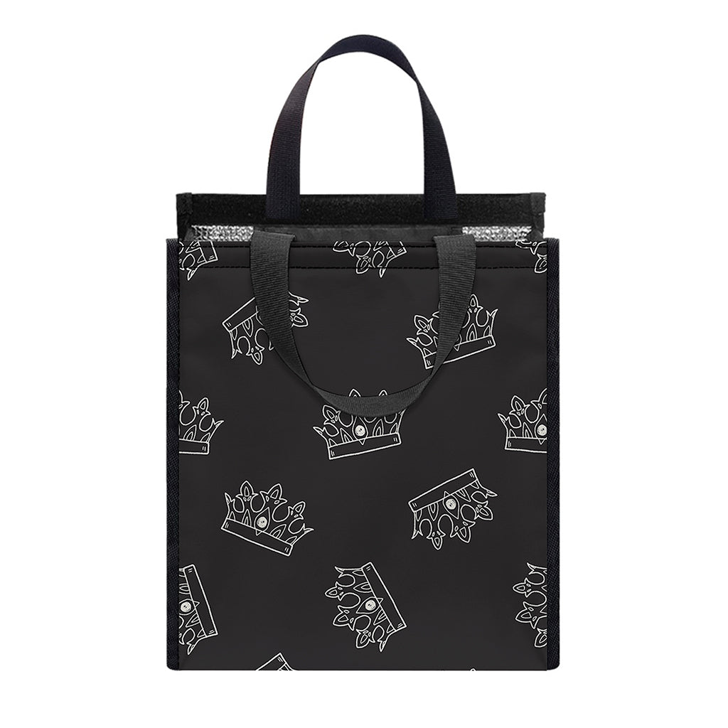 Doodle Crown Pattern Print Insulated Lunch Tote