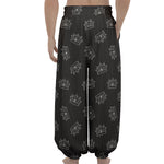 Doodle Crown Pattern Print Lantern Pants