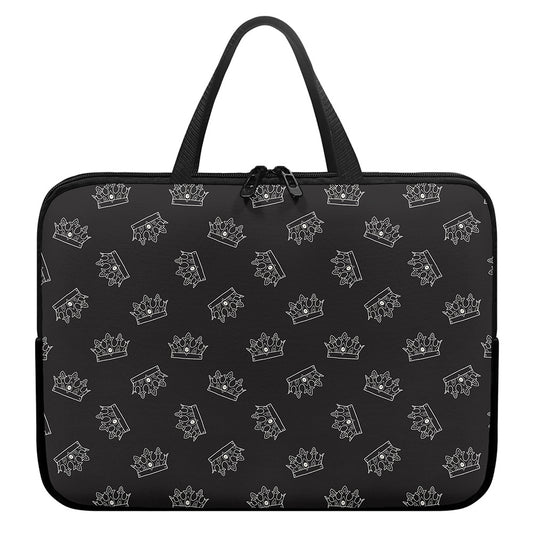 Doodle Crown Pattern Print Laptop Sleeve With Handle