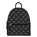 Doodle Crown Pattern Print Leather Backpack