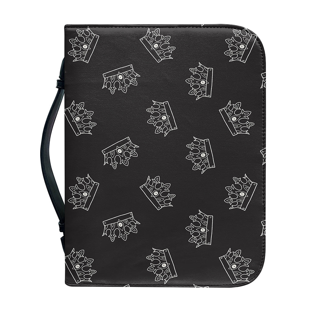 Doodle Crown Pattern Print Leather Bible Cover