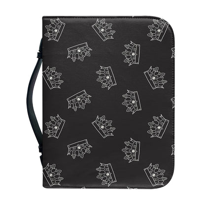 Doodle Crown Pattern Print Leather Bible Cover